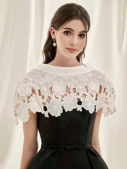 DEAT 2026 Spring Women's Lace Crochet Backless Dress Fashion Trendy Sleeveless Patchwork High Waist Dresses Female New 15C119