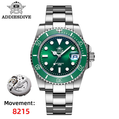 ADDIESDIVE AD2503 Luxury Men Automatic Watch 8215 Movement Sapphire Glass Diving Watches 200M Waterproof Mechanical reloj hombre