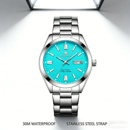 PAAZOMU Man Fashion Wristwatch Business Stainless Steel Band Quartz Men Watch Waterproof Luminous Date Square Men's Watches