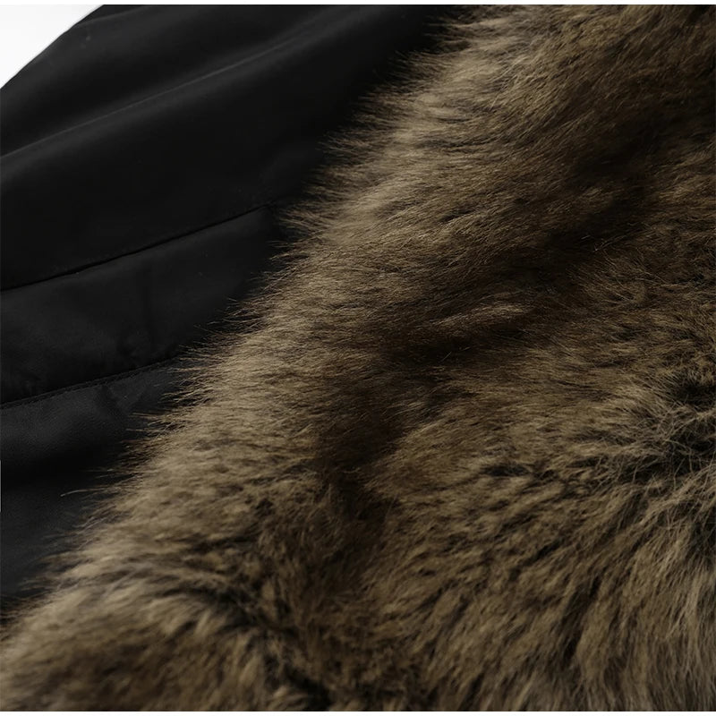 Fashion Faux Fur Patchwork Jacket Women Stand Collar Full Sleeve Warm Lace Up Loose Jackets 2026 Lady New Casual Outwear Street