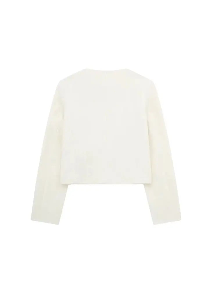 Women's Golden Button Jacket Coat, O Neck, Long Sleeve, Female Outerwear, Chic Tops, Fashion