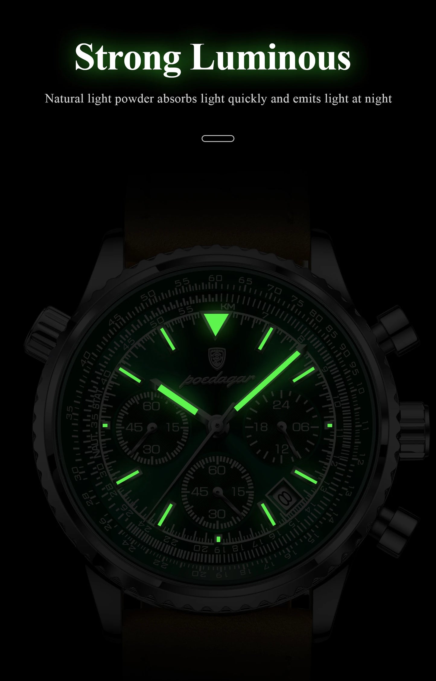 POEDAGAR Business Men Wristwatch Waterproof Luminous Date Chronograph Sport Man Clock Leather Quartz Fashion Men's Watches Reloj