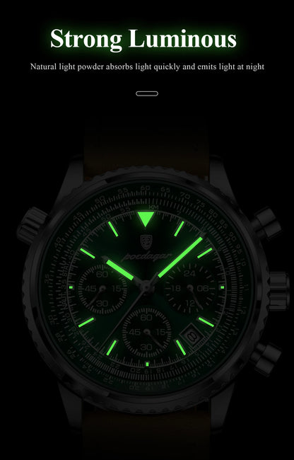 POEDAGAR Business Men Wristwatch Waterproof Luminous Date Chronograph Sport Man Clock Leather Quartz Fashion Men's Watches Reloj