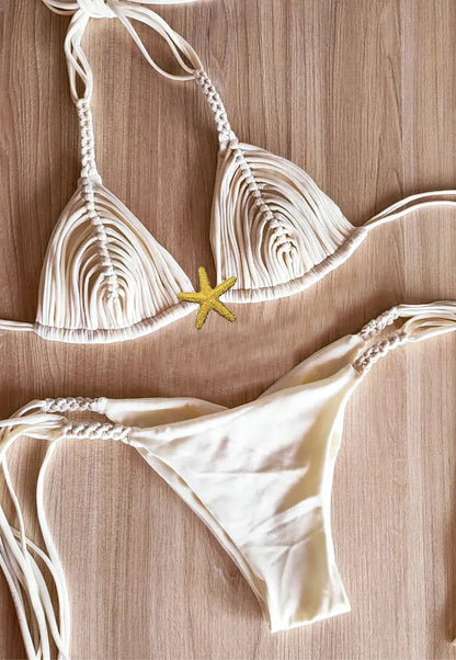 2025 New Five-pointed Star Brazilian Bikini Swimwear Women's Braided Rope Swimsuit Two Piece Set Female Sexy Mujer Beachwear
