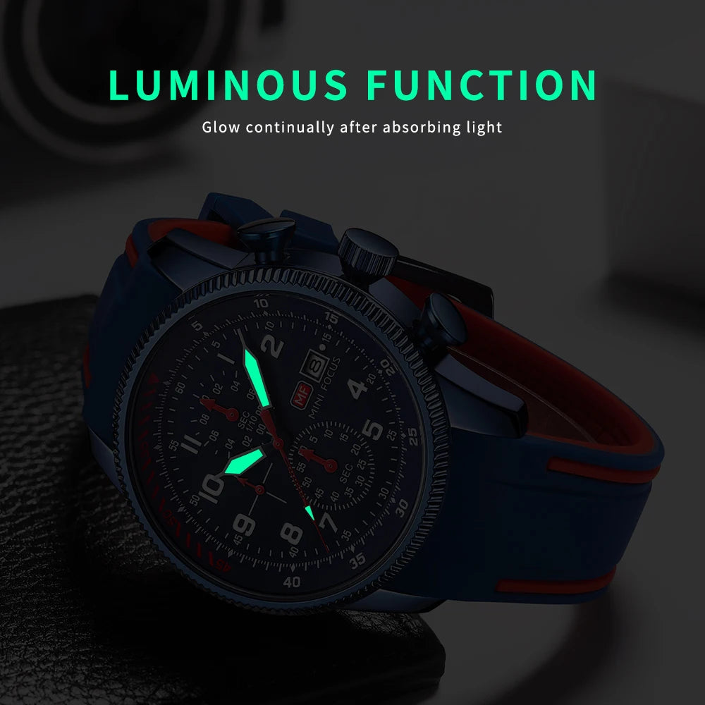 MINI FOCUS Electronic Quartz Mens Watches Auto Date Wristwatch Water Resistant Clock Gift for Men relogio masculino 0379G