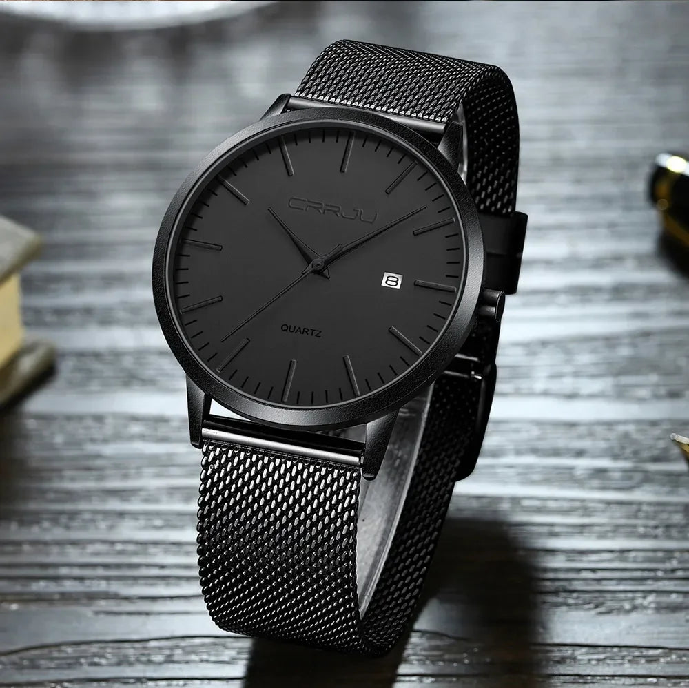 Watch for Men, Stainless Steel 40mm with Mesh Strap Mens Watches,Classic Ultra Slim 7mm Men's Wrist Watches Automatic Minimalist