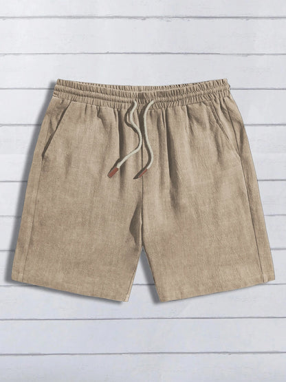 Summer thin linen shorts for men, loose and casual, five-inch pants, cotton and linen, breathable, suitable for beach and sports
