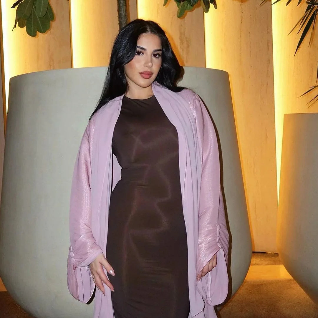 Eid Silky Abayas for Women Muslim Jalabiya Ramadan Robe Dress Button Sleeve Ramadan Caftan Party Dresses Vestido Largo Cardigan