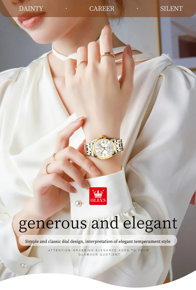 OLEVS 3666 Woman Watches Original Quartz Watch Waterproof Luminous Watches For Woman Gift Chronograph Date Reloj Mujer