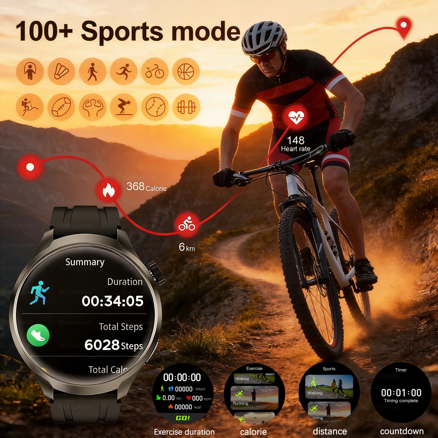 New 1.85"AMOLED NFC GPS Smart Watches For man IP68 Waterproof Blood Pressure Body Temperature Sport Fitness tracker Smart Watch