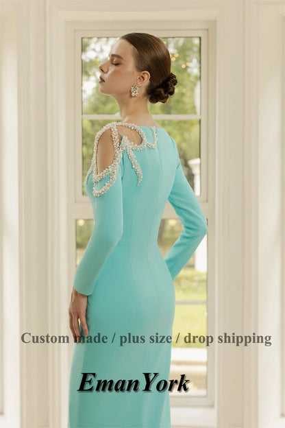 EmanY Stylish Beads Mother of the Bride Dresses for Women Sequined Mermaid Wedding Guest Gown Vestidos De Novia Customized Plus