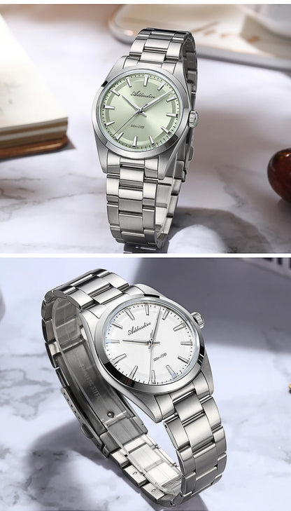 ADDIESDIVE Hot Sale AD2066 Mens Watch 36mm Bubble Mirror Glass Mint Green Quartz Watches Waterproof Luxury Stainless Steel Clock