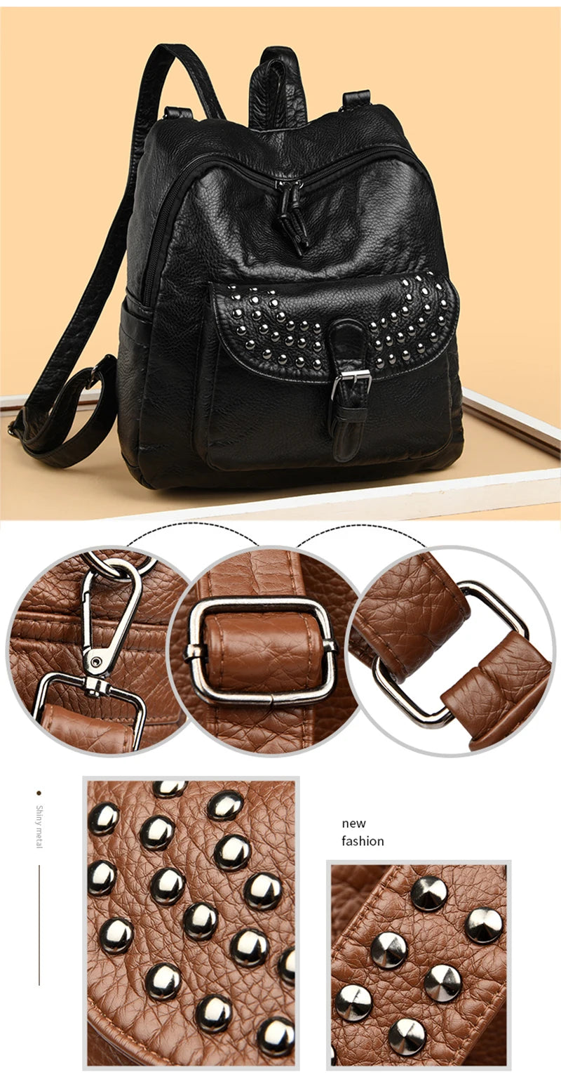 Women High quality leather Backpacks Vintage Female Shoulder Bag Sac a Dos Travel Ladies Bagpack Mochilas School Bags For Girls