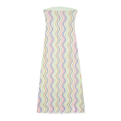 2024 Dress For Women Summer Chic Print Mesh Sleeveless Sexy Side Slit Slim Dresses Wild Beach Resort Style Woman Dress