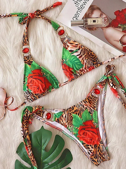 2026 Shiny Rhinestone Diamond Bikini Women Swimsuit Female Swimwear Two Pieces Bikini Set Halter Metal Chains Bathing Suit Swim