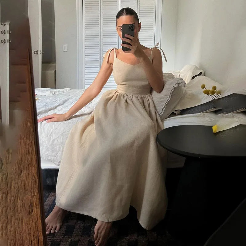 TARUXY Sexy Backless Beach Dress For Women V Neck Splice Folds Long Dresses Womens Party Elegant Bandage Maxi Sundress Female