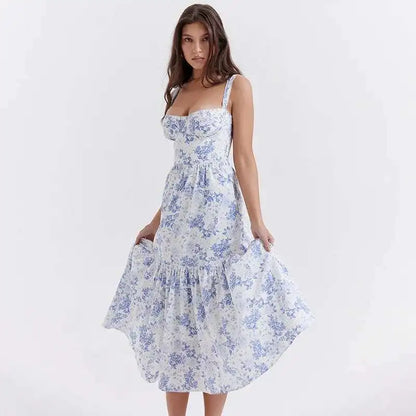 Townlike Print Bodycon A-line Dress Women Spaghetti Strap 2023 Summer Dress Midi Long Strapless Nightclub Sexy Party Dresses