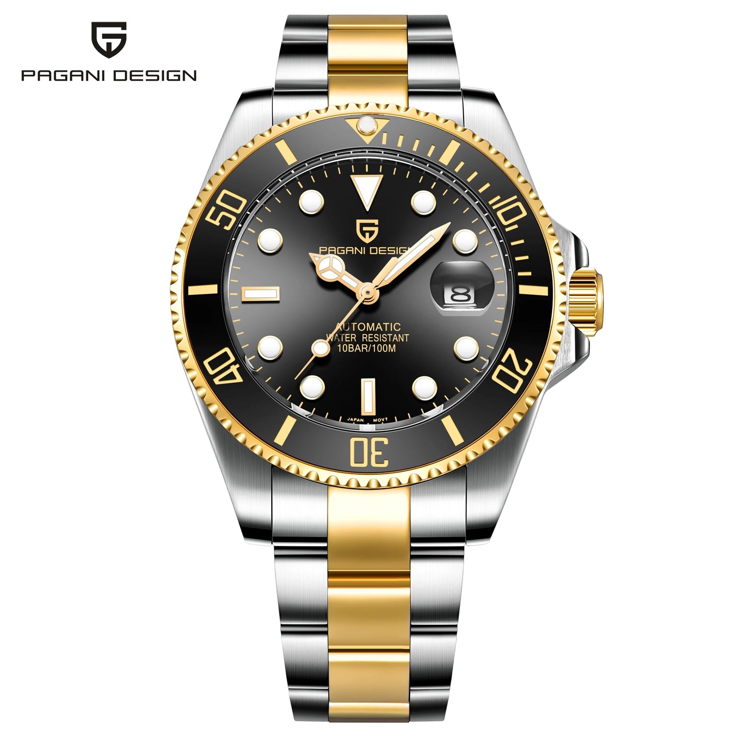PAGANI DESIGN Watches Luxury Golden Mechanical Watch For Men New Sapphire Crystal Stainless Steel Luxury Waterproof  Men's Watch