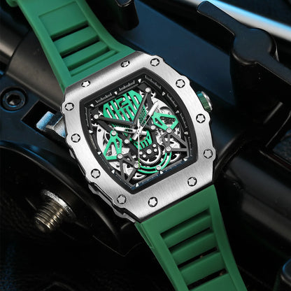 RUIMAS Tonneau Dial Automatic Movement Watches for Men Fashion Sport Mechanical Wristwatch Waterproof Clock Reloj Hombre 341