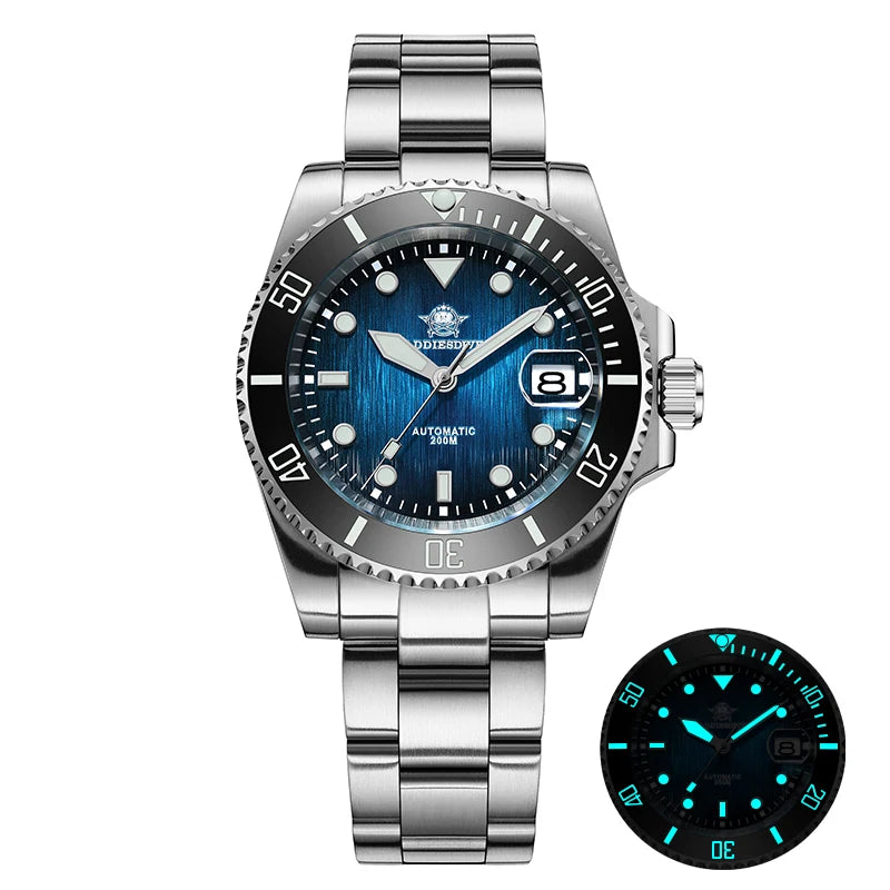 ADDIESDIVE 41MM Sunburst Automatic Mechanical Watches Japan 8215 AD2536 reloj hombre Luminous Sapphire Crystal Diver Men's Watch