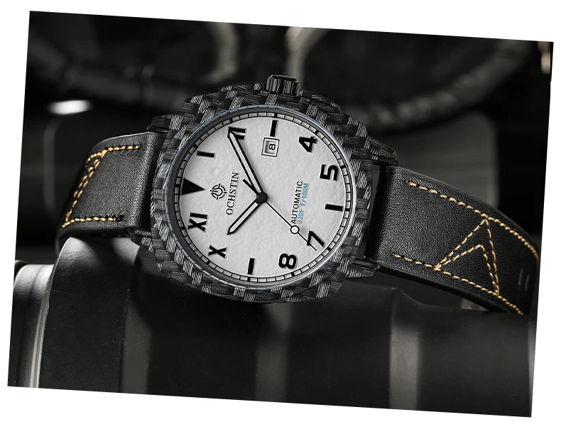 OCHSTIN Men's Automatic Mechanical Movement Watches Man Leather Strap Wristwatch Waterproof Master Series Luminous Hand Watch