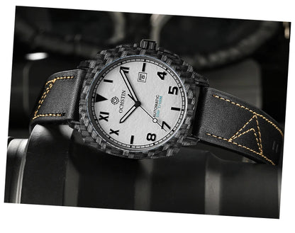 OCHSTIN Men's Automatic Mechanical Movement Watches Man Leather Strap Wristwatch Waterproof Master Series Luminous Hand Watch