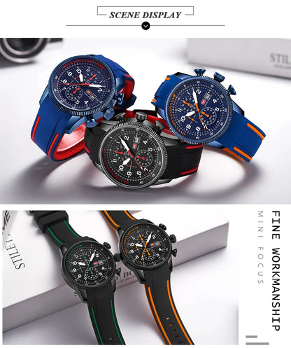 MINI FOCUS Electronic Quartz Mens Watches Auto Date Wristwatch Water Resistant Clock Gift for Men relogio masculino 0379G