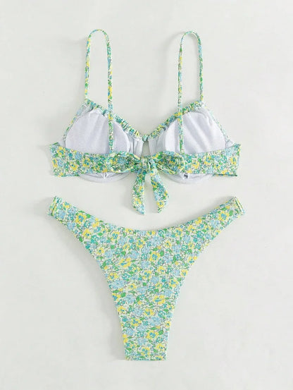 New Sexy Floral Print Push Up Bikini 2024 Women Swimwear Female Swimsuit Two Pieces Thong Bikini Set Bather Bathing Suit Beach