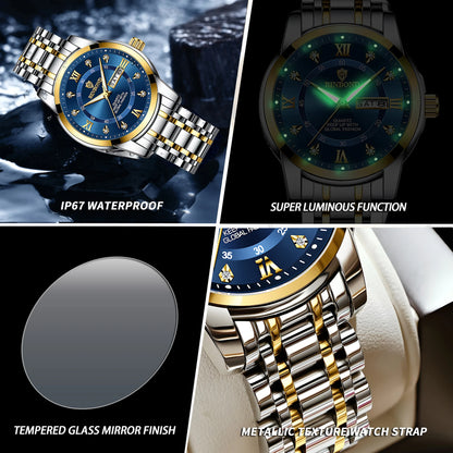 BINBOND Luxury quartz wristwatches luminous waterproof week auto date men's watch business sport clock fashion casual reloj