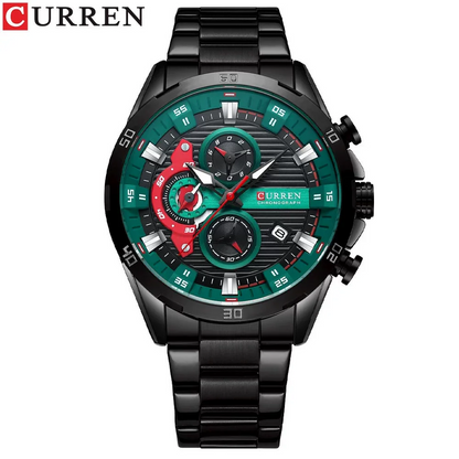 CURREN 8402 Creative Fashion Mens Business Casual Wristwatches Stainless Steel Luminous Dial Chronograph Clock