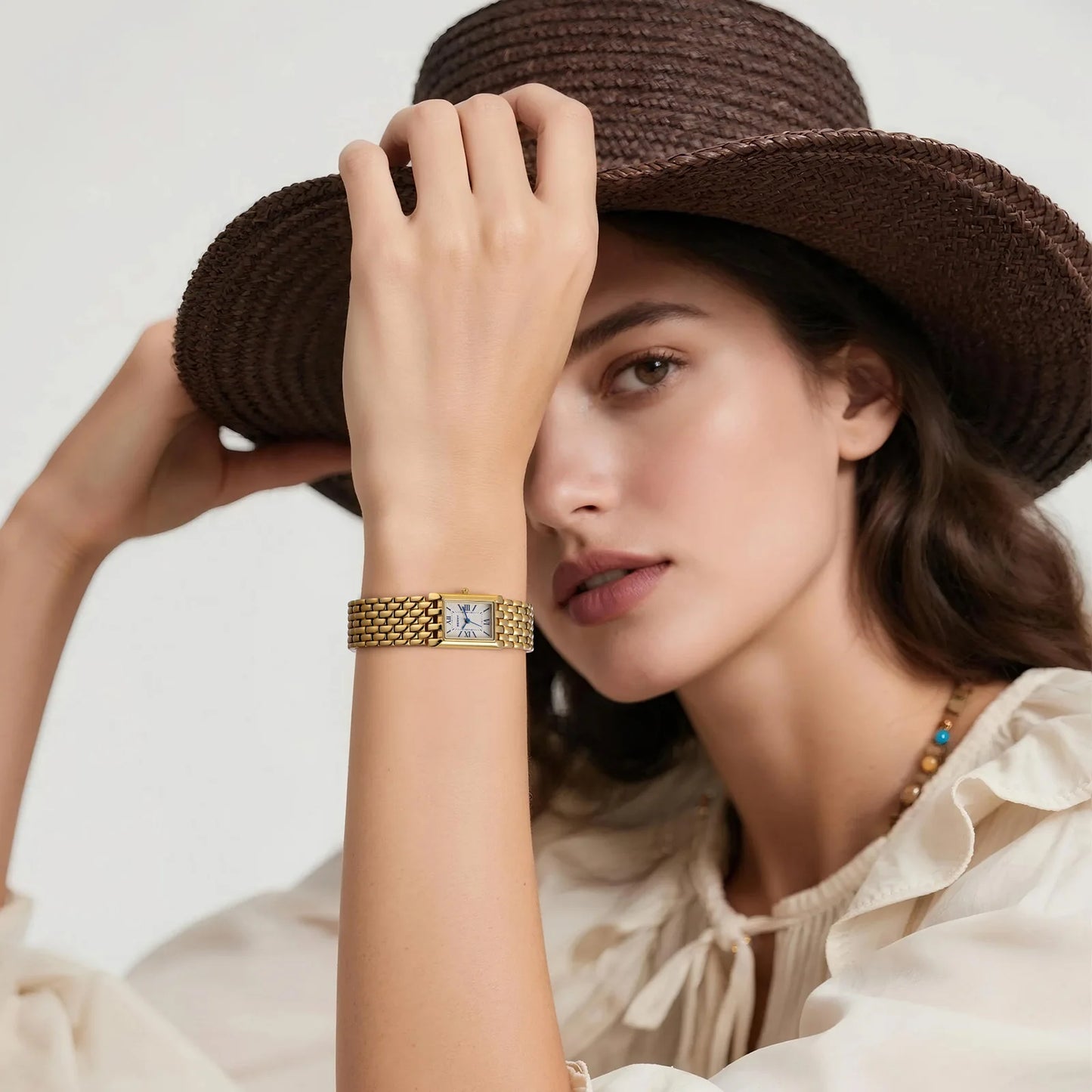 BERNY Luxury Women's Watches Fashion Ladies Square Casual Golden Quartz Watch Solid Stainless Steel Rectangle Girls Wristwatch