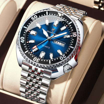 POEDAGAR Luxury Brand Men Clock Date Week Fashion Quartz Male Wristwatch Luminous Waterproof Stainless Steel Men's Watches Reloj