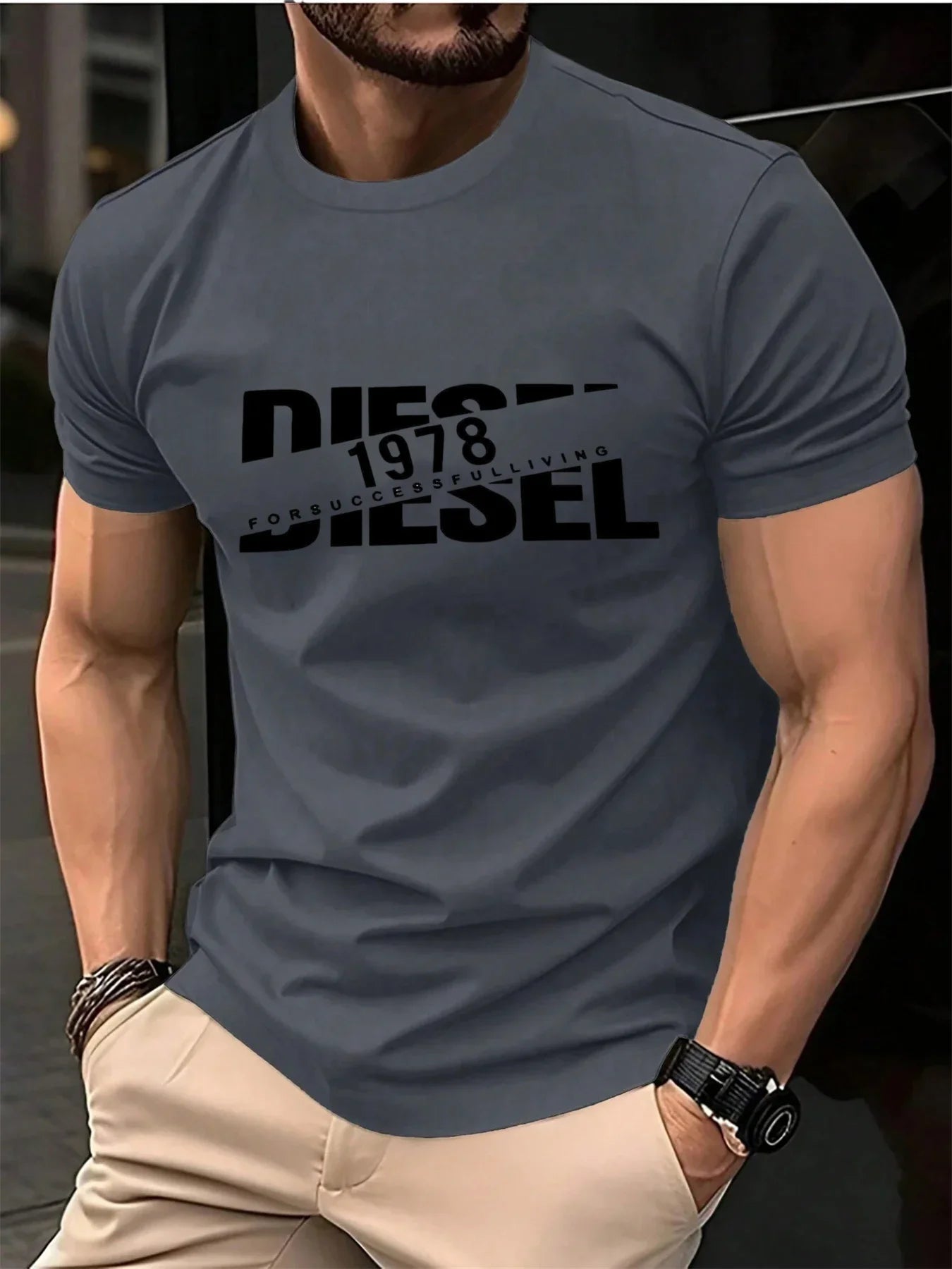New trendy men's fashion T-shirt, black T-shirt, comfortable summer T-shirt, pure cotton short sleeved T-shirt, 2026 bestseller