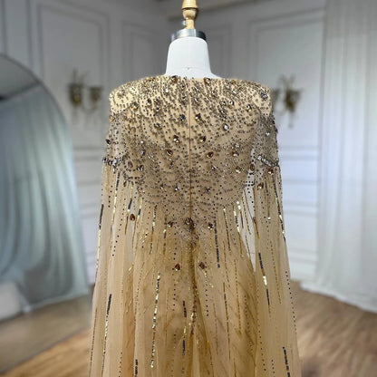 Serene Hill 2025 Turquoise Mermaid Evening Dresses Gowns With Beaded  Cape For Women's Wedding Party LA72168A Customized