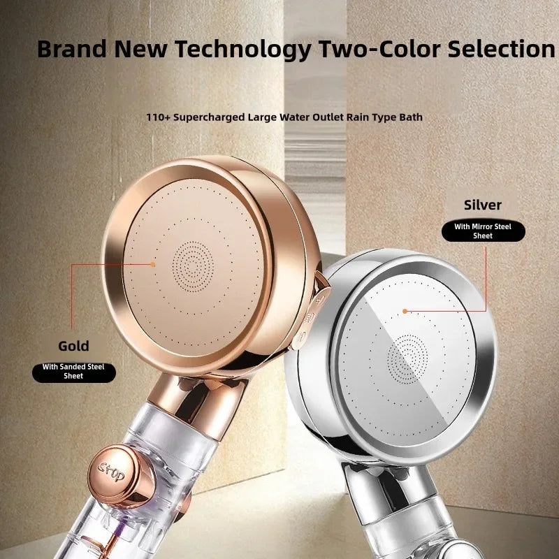 3 Modes High Pressure Shower Head Gold Water Saving Showerhead with Stop Button Eco Filter Shower Head Bathroom Accessories