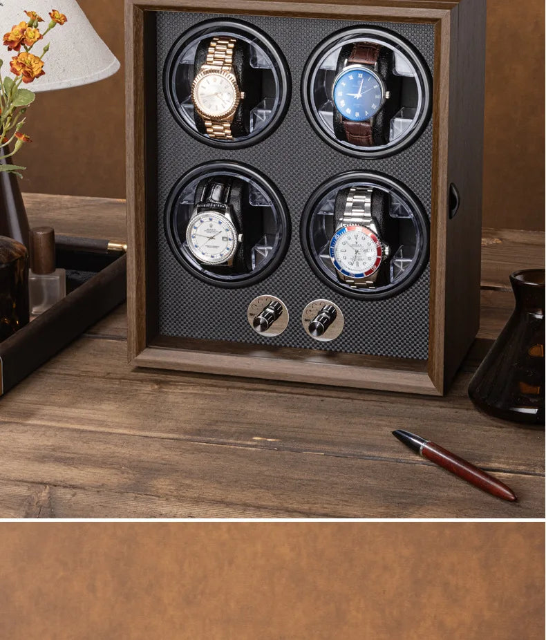 Luxury 1 Slot Automatic Watch Winder Walnut Wood Silent Motor Watch Storage Box Gift for Men Watch Winder for Automatic Watches