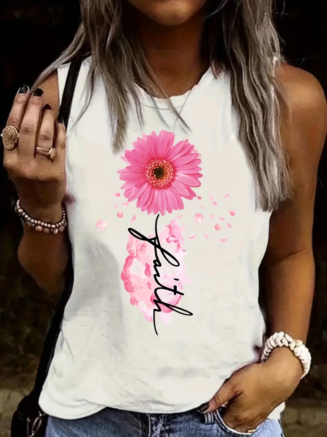 Women's casual fashion plus size summer fashion pattern printed round neck sleeveless vest