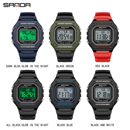 SANDA 2156 Fashion Mens Watch Military Water Resistant Sport Watches Army Big Dial Led Digital Wristwatches Stopwatches For Male