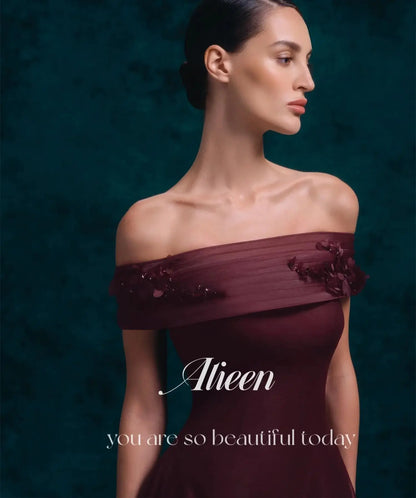Aileen Flowers Elegant Party Dresses 2025 Boat Collar Very Luxurious Evening Dresses for Special Occasions Vestidos De Festa