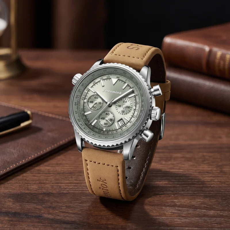 2026 New Top Luxury Man Wristwatch Sport Fashion Leather Quartz Watch For Men Chronograph Date Waterproof Luminous Men's Watches