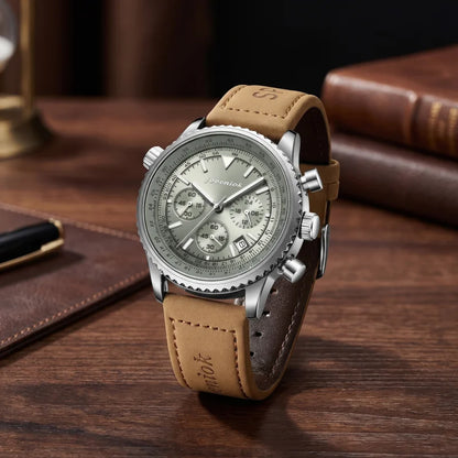 2026 New Top Luxury Man Wristwatch Sport Fashion Leather Quartz Watch For Men Chronograph Date Waterproof Luminous Men's Watches