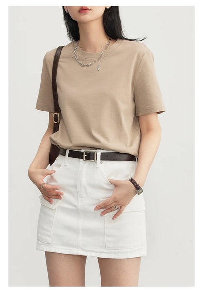 CHIC VEN Women's Tees Basic O Neck Short Sleeve Pullover T-shirt for Woman Solid Female Top Casual Ladies Tshirt Summer 2024