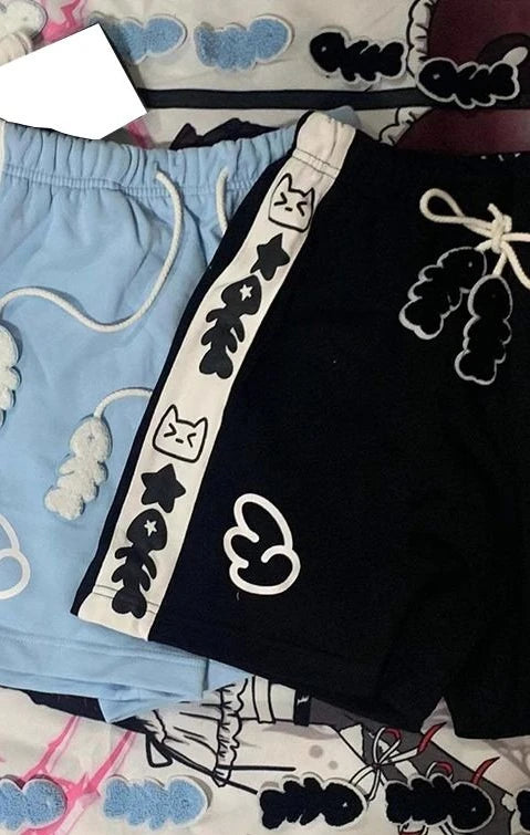 Japanese Sweet All Match Commuter Shorts Harajuku Y2k Aesthetic Constrast Color Cute Print Casual Pant Summer Punk Girl Shorts