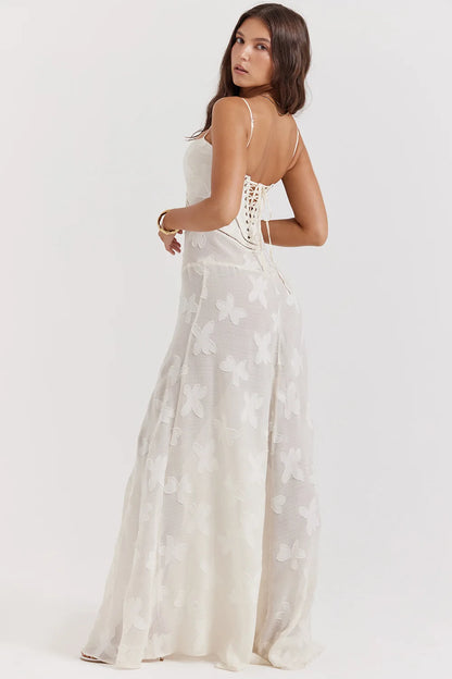 Ashgaily White Dress Women Halter Cotton Long Dress Lace Elegant Party Outfits Ladies Sexy Club Clothes