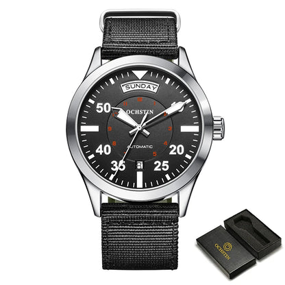 OCHSTIN New Top Brand Automatic Mechanical Watches for Men Military Nylon Strap Pilot Watch Male Auto Date Day Relogio Masculino