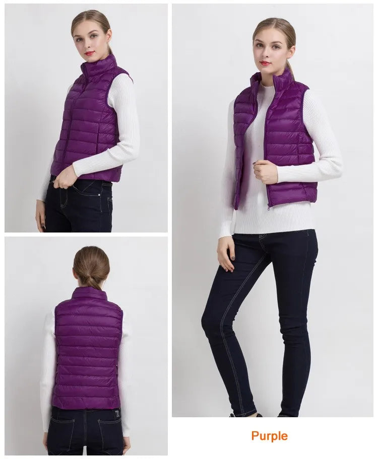 Women Vests 2023 New Autumn Winter Ultra Light Duck Down Vest Female Slim Sleeveless Jacket Windproof Warm Puffer Waistcoat