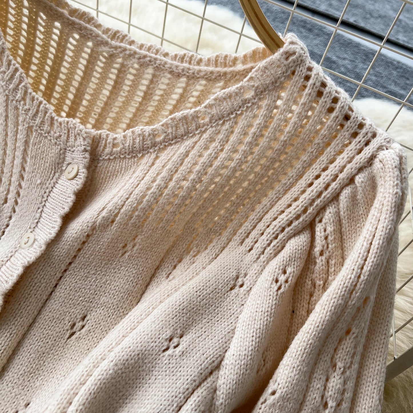 Women's Solid Single Breasted Hollow Out Knit Lace-up Dress Autumn Fashion Round Neck Elegant Festival Sweater Long Dresses 2024