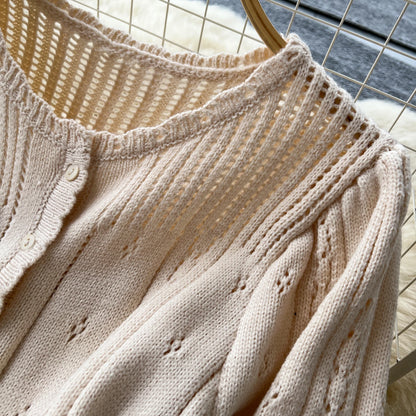Women's Solid Single Breasted Hollow Out Knit Lace-up Dress Autumn Fashion Round Neck Elegant Festival Sweater Long Dresses 2024
