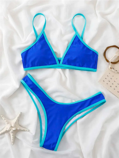 Sexy Bikini 2025 Swimsuit Women Swimwear Beachwear Female Bathing Suit Patchwork Basic Bikini set 2 piece Push-up Swim Suits