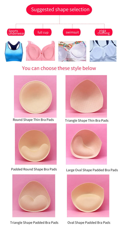 1pair Sponge Inserts In Bra Padded for Swimsuit Breast Push Up Fill Brassiere Breast Patch Pads Women Intimates Accessories